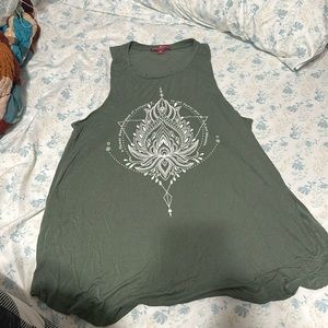 Peaceful warrior green graphics tank